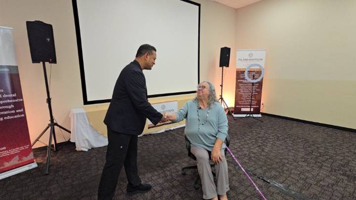 Yucaipa resident smiling after winning $50,000 worth of free dental work