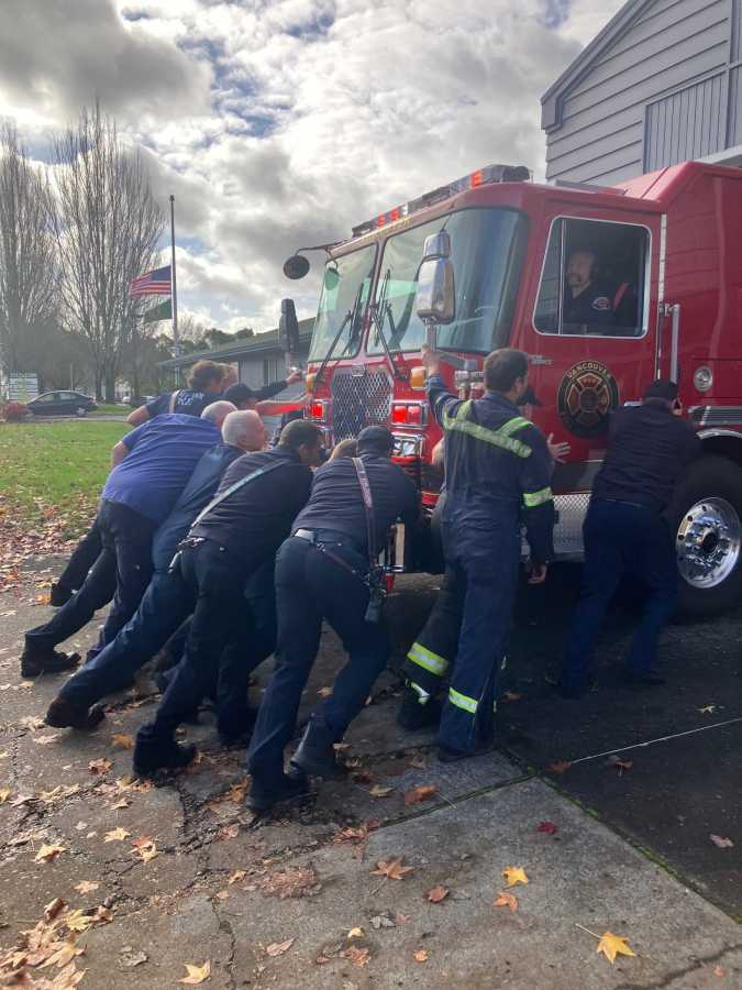 Push-in ceremony held for new engine at Fire Station 6