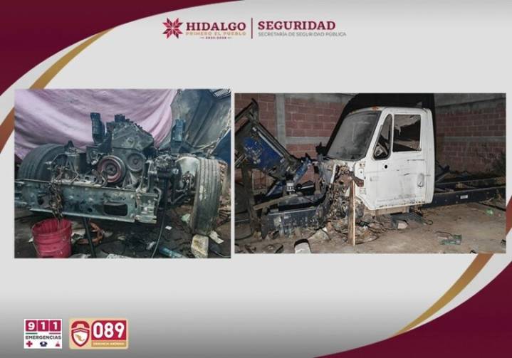 SSPH asegura predio en Tizayuca y desmantela red de robo de tractocamiones
