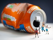 Tiny figures explore Irn-Bru cans in school project assisted by top photographer