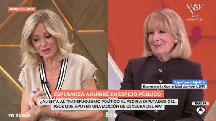 Esperanza Aguirre reclama "a cuatro diputados justos" del PSOE para la moción de censura, pero niega llamar al transfuguismo