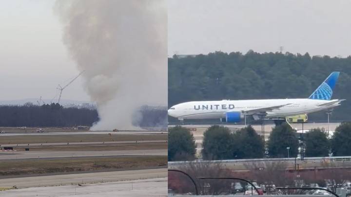 United Airlines Flight Bound For Tokyo Returns To Dulles After Engine Failure Sparks Brush Fire Near Runway