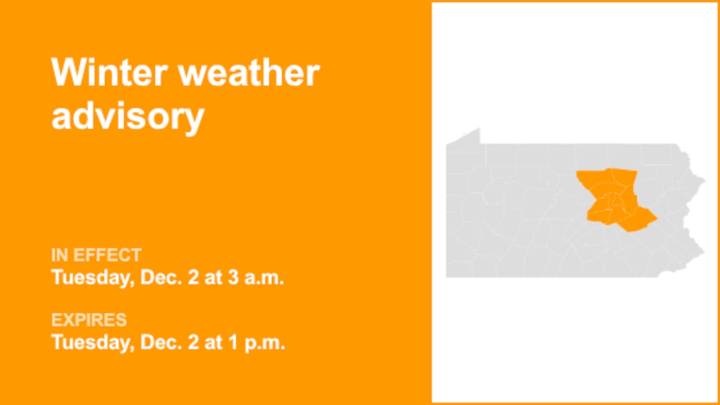 Update: Winter weather advisory in place for North Central Pa. for Tuesday