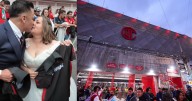 Nadie se lo quiere perder: Aficionados de Toluca llegan al estadio después de su boda