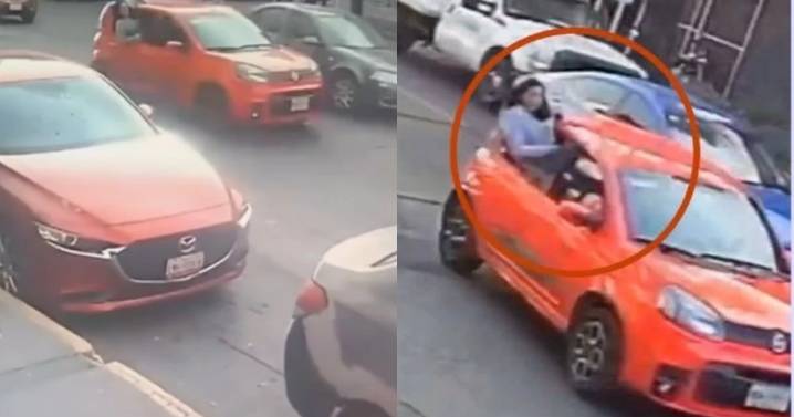 VIDEO: Captan secuestro exprés en Naucalpan, Edomex; joven intenta escapar por la ventana