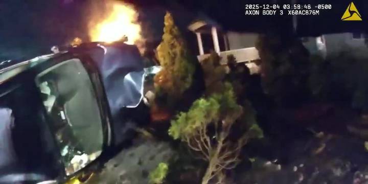 BODY CAM VIDEO: Bristol police respond to fiery crash