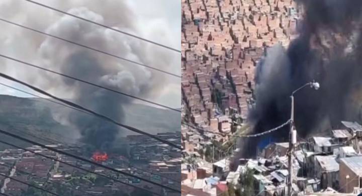 Grave incendio en Soacha ´prendido´ desde la mañana del miércoles deja varias personas afectadas