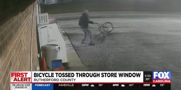 Deputies looking for suspect accused of tossing bike through store window in NC