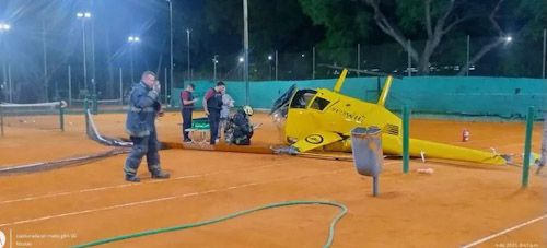 Cayó un helicóptero en una cancha de Tenis de Caba