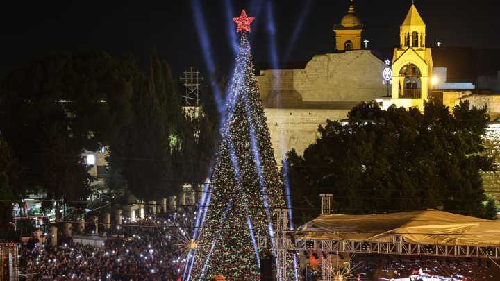 Bethlehem lights up for Christmas for first time since Gaza genocide began