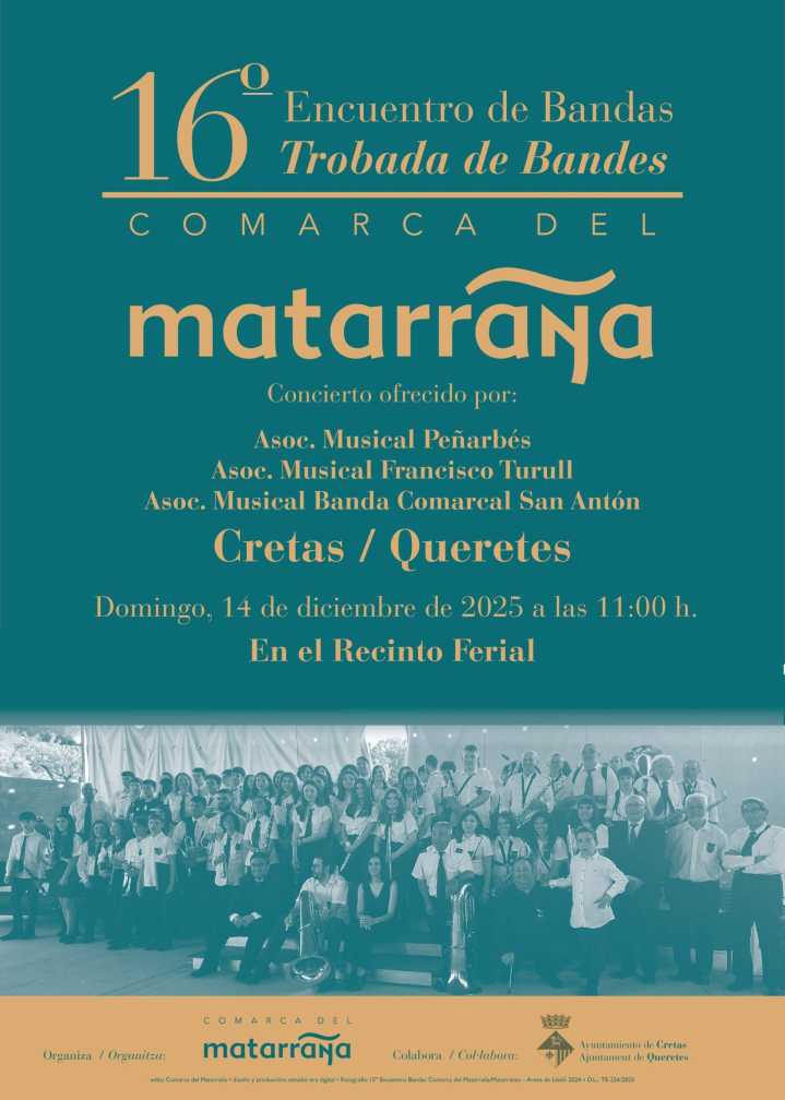 La 16ª ‘Trobada de bandes’ se celebrará el 14 de diciembre en Cretas