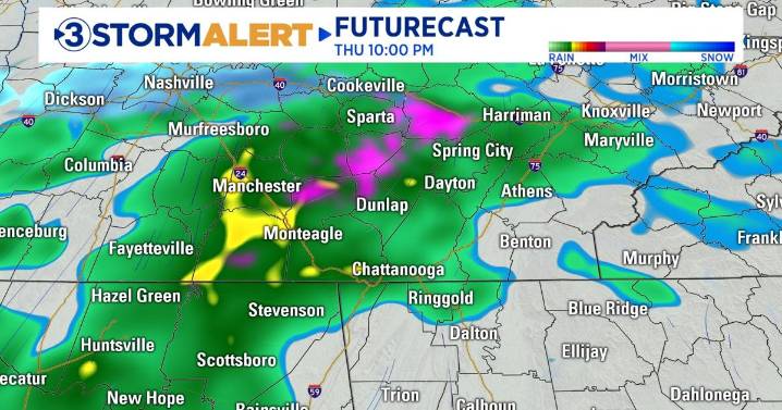 Cold rain moves in late Thursday, brief wintry mix possible