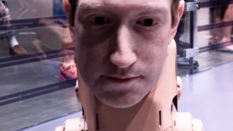 See robotic dogs with human heads causing a scene at Miami art fair