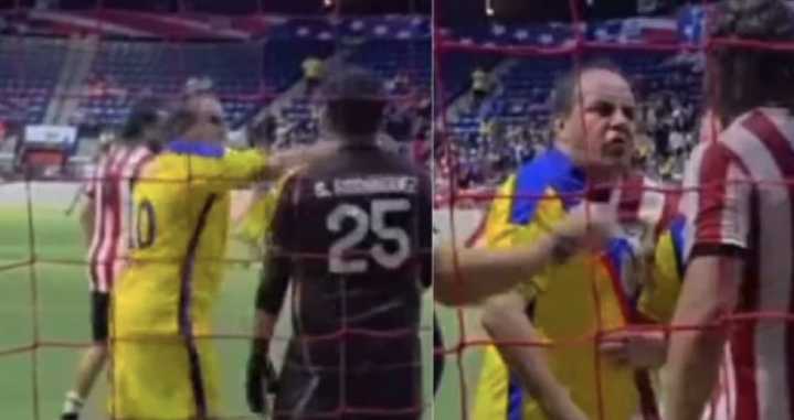 Cuauhtémoc Blanco golpea a portero de Chivas en Clásico de Leyendas (Video)
