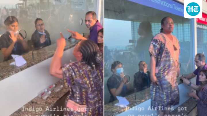 African woman climbs onto counter at Mumbai airport amid IndiGo disruption