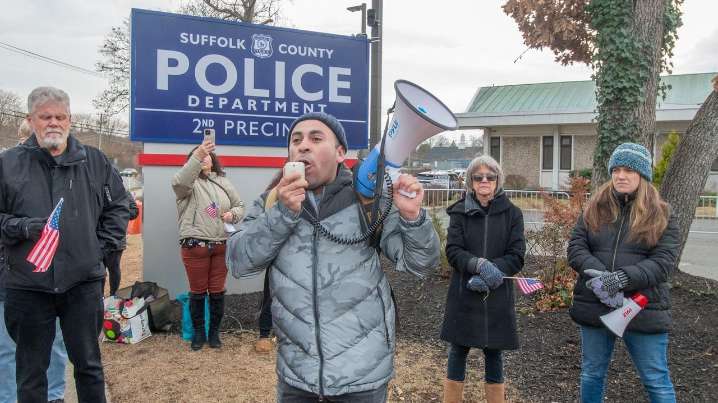 Protesters gather at SCPD precinct after Facebook video of ICE van