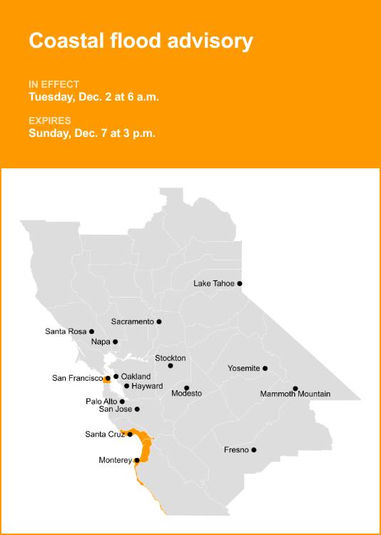 Coastal flood advisory in place for Bay Area Shorelines from Tuesday to Sunday