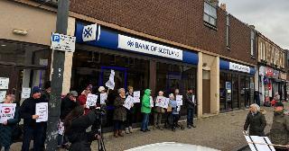 Larkhall residents protest closure of community's last remaining bank branch