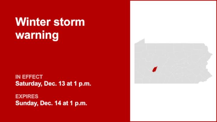 Winter storm warning issued for Higher Elevations of Indiana until Sunday afternoon