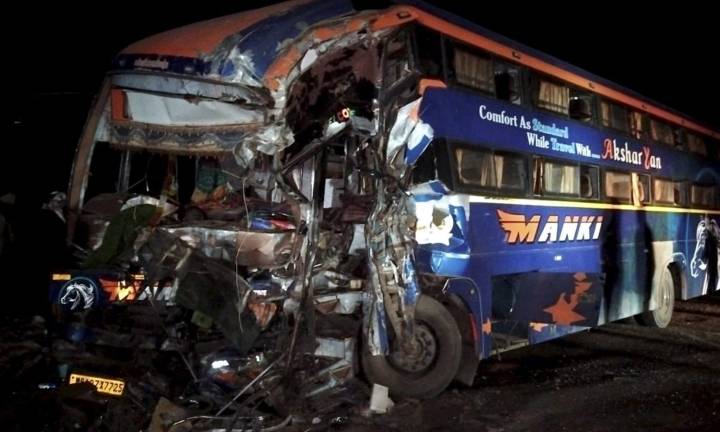 Four killed, 27 injured in bus-truck collision on Jaipur