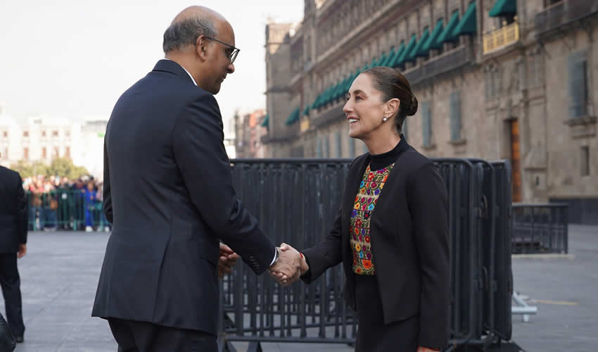 Recibe Presidenta Claudia Sheinbaum a su Homólogo de la República de Singapur, Tharman Shanmugaratnam