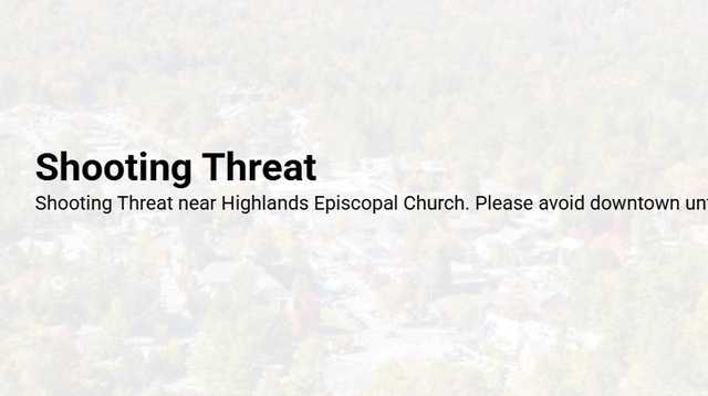 Shooting threat issued in town of Highlands, North Carolina