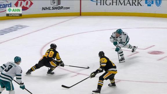 Sharks rally from four-goal third-period deficit to stun Sidney Cro...
