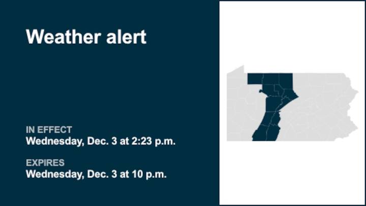 Weather alert in place for Central Pa. until Wednesday night