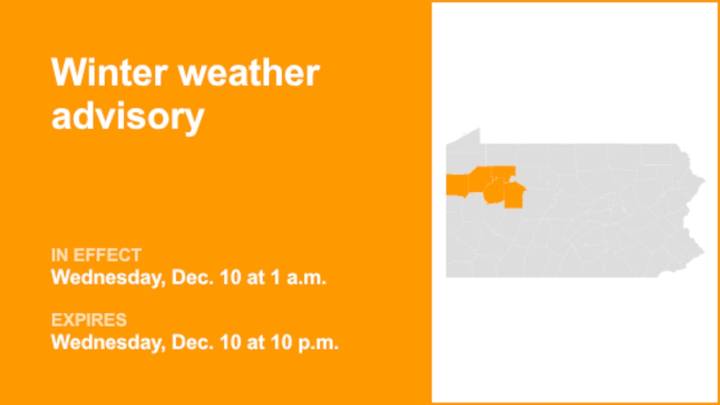 Winter weather advisory in place for Northwest Pa. for Wednesday