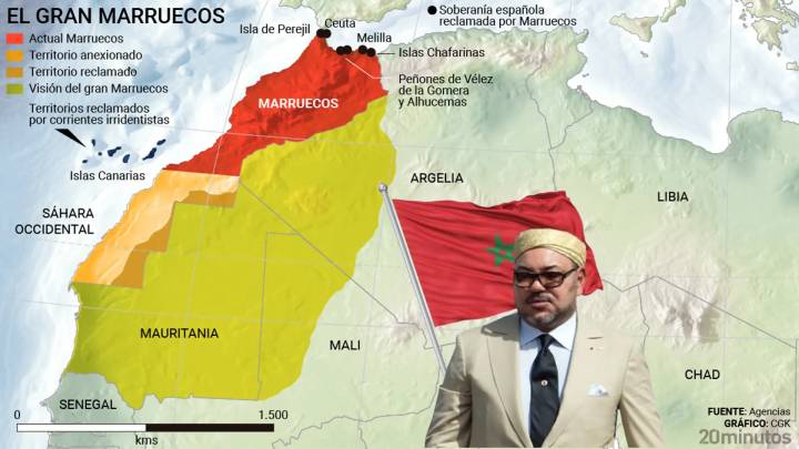El mapa del 'Gran Marruecos', el sueño nacionalista que amenaza la soberanía territorial de España