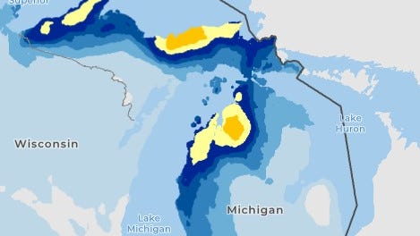 Lake-effect snow lingers in northern Michigan. Snowfall forecast