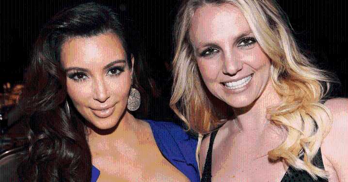 Kim Kardashian & Britney Spears Snuggles on Bed