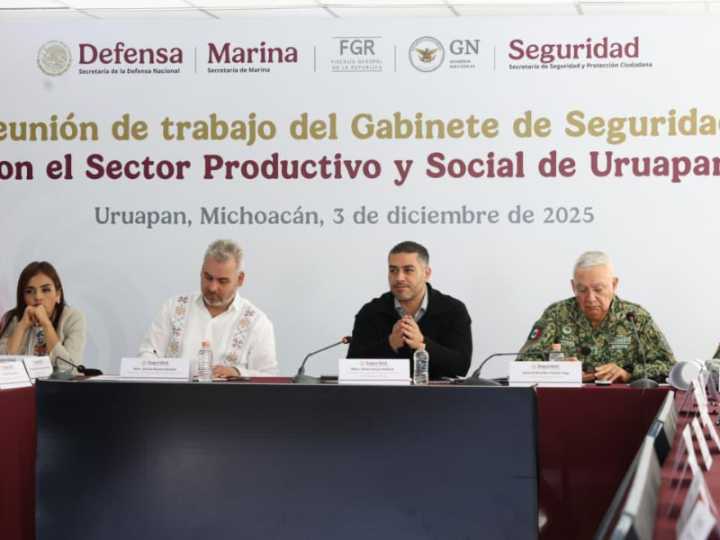 Gabinete de Seguridad refuerza operativo de seguridad en Michoacán; anuncia seguimiento permanente en Uruapan