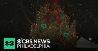 CBS News Philadelphia's Kate Bilo helps light the tree in Rittenhouse Square