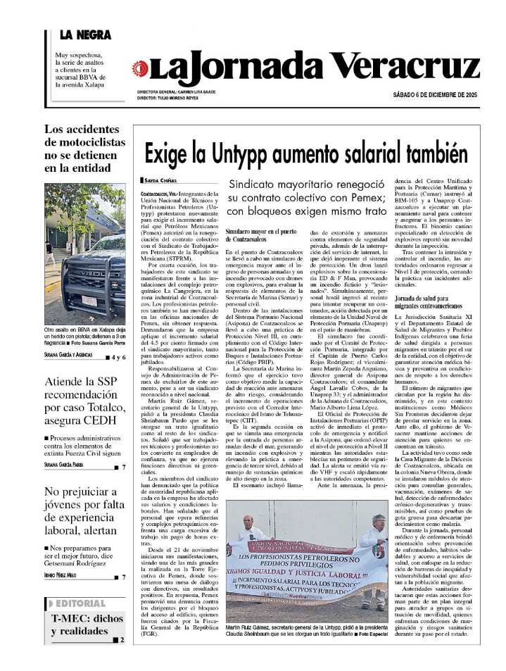 Contraportada del 6 de diciembre del 2025