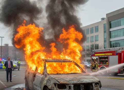 Vehicle catches fire during AAI building inauguration near Bengal...