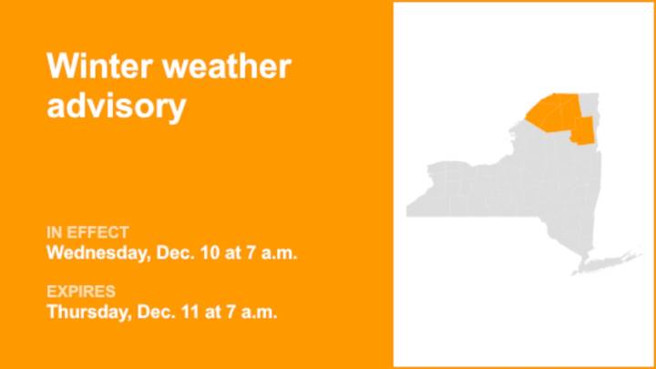 Winter weather advisory for North Country for Wednesday and Thursday