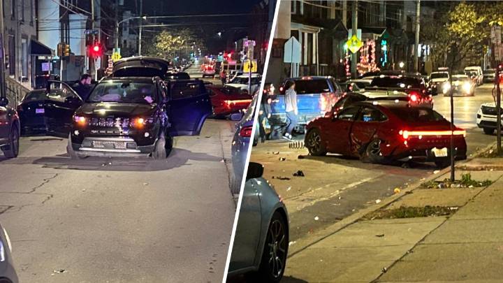 Cars damaged in North Philadelphia crash on Saturday night