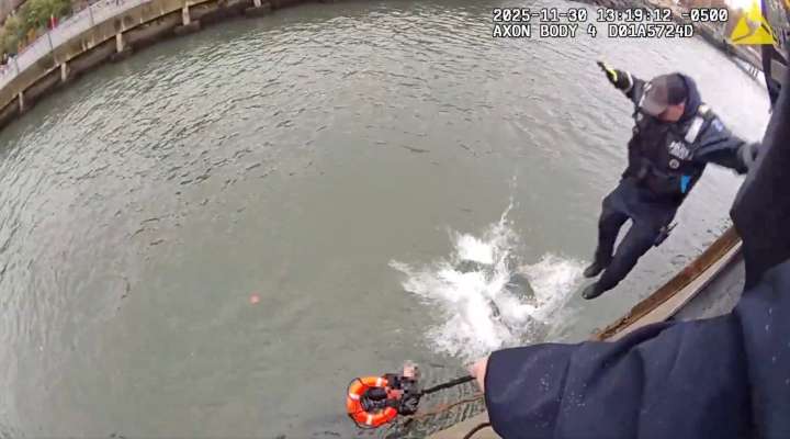 ‘HOLD ON!’ NYPD Officers Jump In Frigid Water To Rescue Man in Dramatic Video