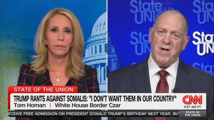 CNN’s Dana Bash Tussles With Trump Border Czar Over Trump’s Rhetoric on Somalis