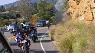 Rider hospitalized after motorcycle crash ignites San Fernando Valley brush fire