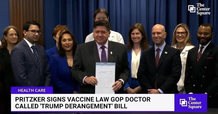 WATCH: Pritzker signs vaccine law GOP doctor called 'Trump Derangement' bill