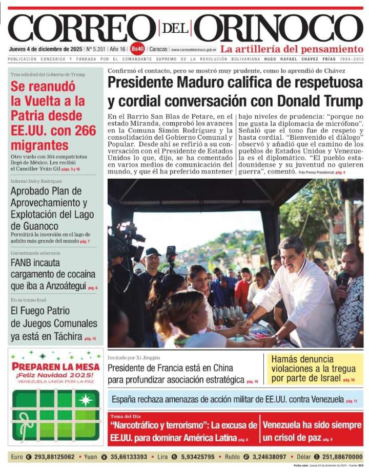 Edición Impresa Correo del Orinoco N° 5.351