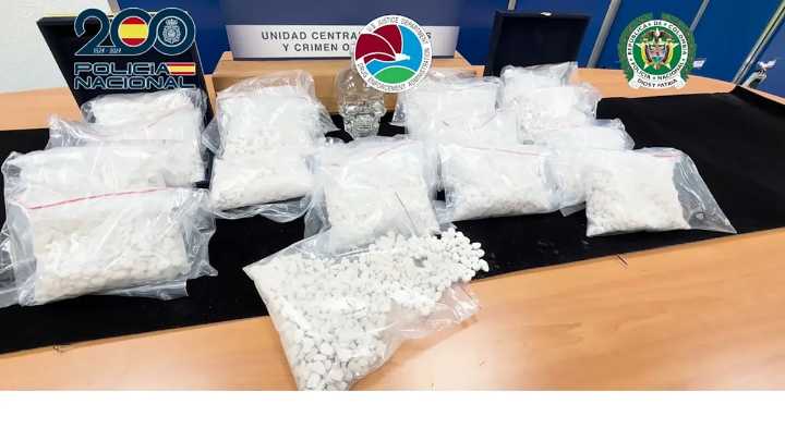 Decomisan por primera vez en España heroína en pastillas que red criminal pretendía introducir a través de una novedosa ruta desde Colombia