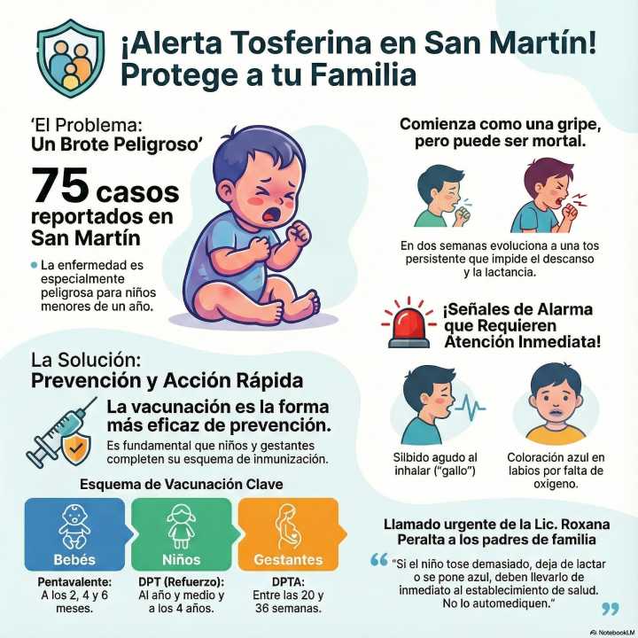 Tosferina en San Martín: 75 casos y un llamado urgente a la vacunación infantil