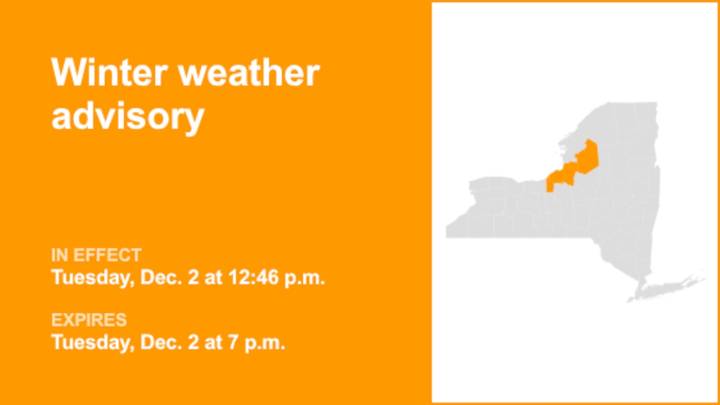 NY weather: Winter weather advisory active for part of New York until Tuesday evening