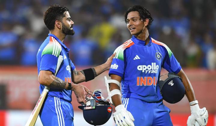 Jaiswal maiden century and Kohli knock seal India’s nine