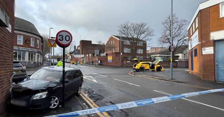Lamborghini worth £200k 'badly damaged' after city centre crash