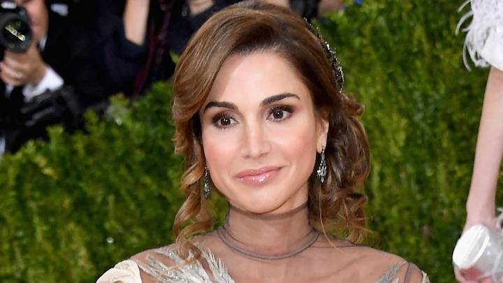 Queen Rania, 55, dazzles in 'cool-girl' heeled boots and sparkling coatdress