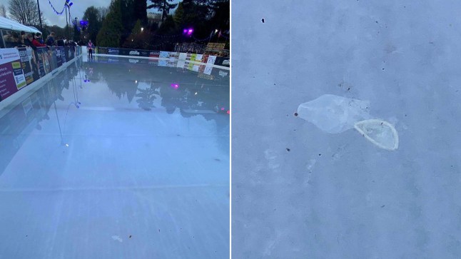 Locals disgusted after condom found frozen in ice rink